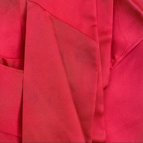 FEW MODA Satin Wrap Asymmetrical High Low Long Sleeve Ruffle Dress - Picture 9 of 9